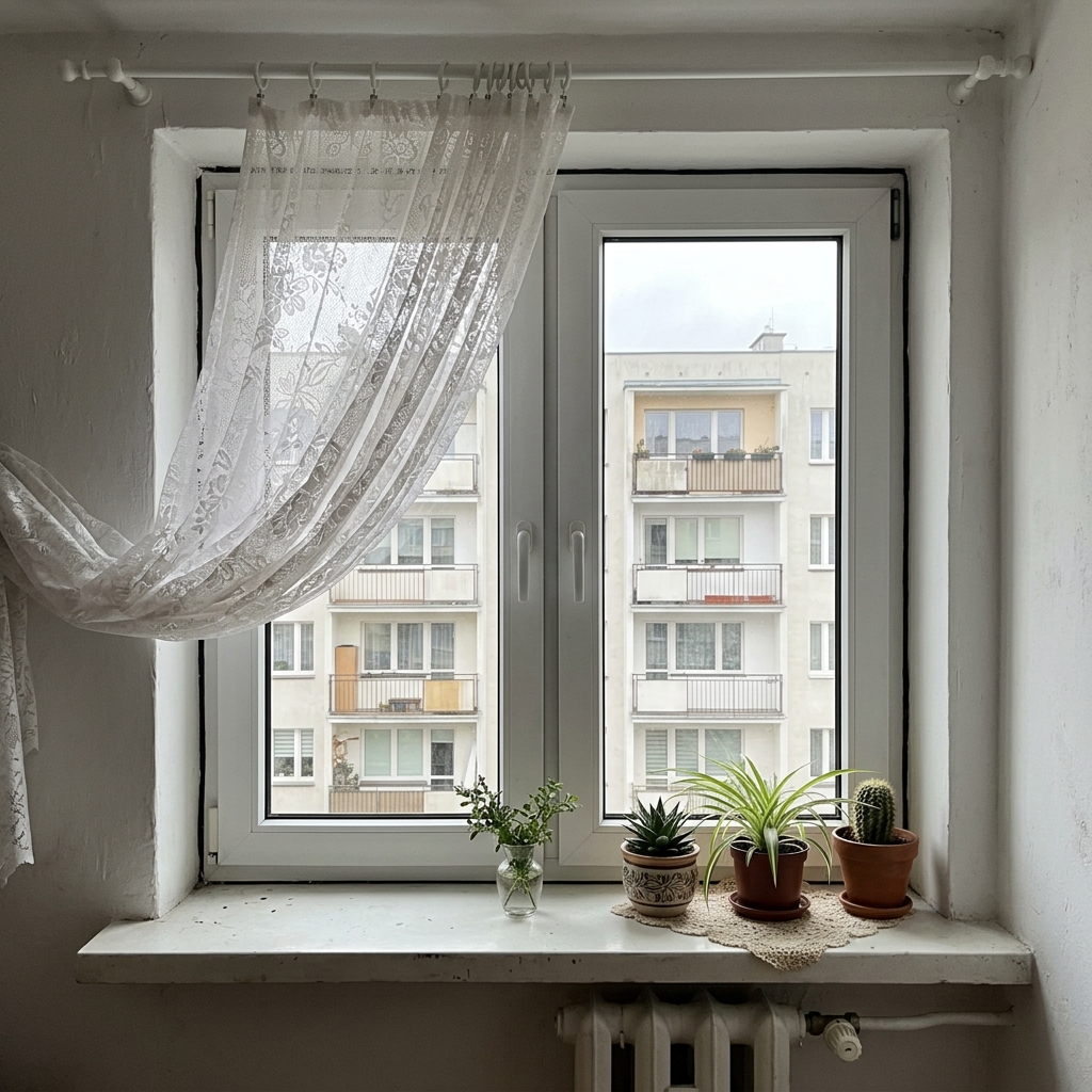 Realizacja parapetu z konglomeratu Cloudy White — willa Pionki